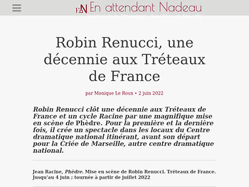 Avec Phèdre, Robin Renucci clôt une décennie aux Tréteaux de France
