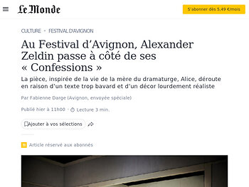Au Festival d’Avignon, Alexander Zeldin passe à côté de ses « Confessions »