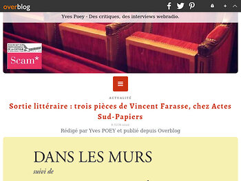 Sortie littéraire: trois pièces de Vincent Farasse chez Actes sud-Papiers
