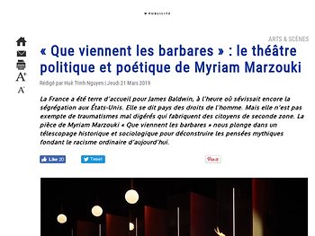 « Que viennent les barbares » : le théâtre politique et poétique de Myriam Marzouki
