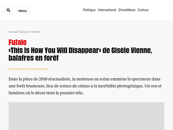 «This Is How You Will Disappear» de Gisèle Vienne, balafres en forêt