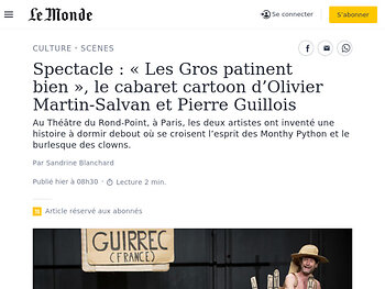 « Les Gros patinent bien », le cabaret cartoon d’Olivier Martin-Salvan et Pierre Guillois