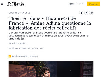 Dans « Histoire(s) de France », Amine Adjina questionne la fabrication des récits collectifs