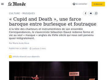 « Cupid and Death », une farce baroque entre burlesque et foutraque