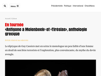 «Antigone à Molenbeek» et «Tirésias», anthologie grecque