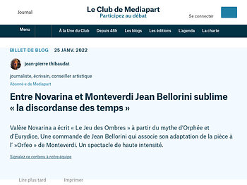 Entre Novarina et Monteverdi Jean Bellorini sublime « la discordans...