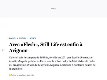 Avec «Flesh», Still Life est enfin à Avignon